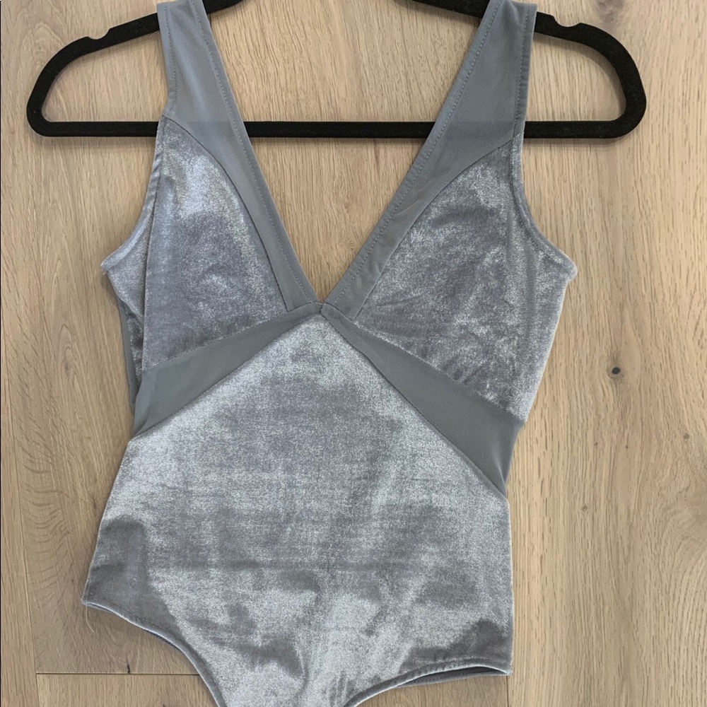 Grey velvet bodysuit